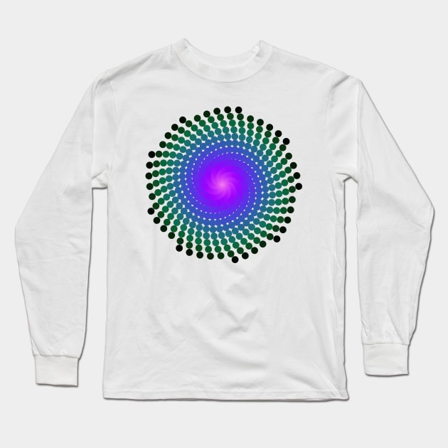 Whirlpool Spiral | Dark Nebula Pink Blue Green Long Sleeve T-Shirt by aRtVerse